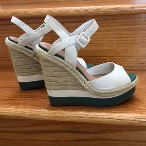 Aldo Green and White Espadrille Wedges